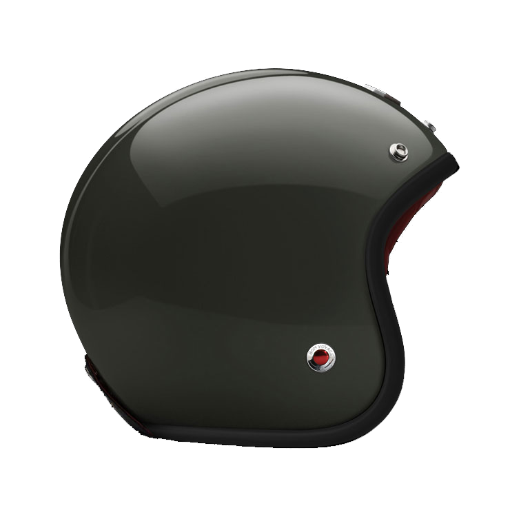 Side View of Ruby Open Face École Militaire Helmet