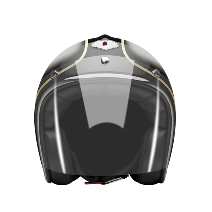 Open Face Lerchenauer-helmet-front-clear smoke