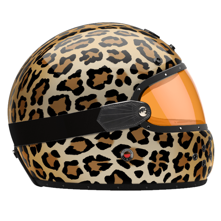 Full Face Leopard Visor Yellow Of Ruby Helmet