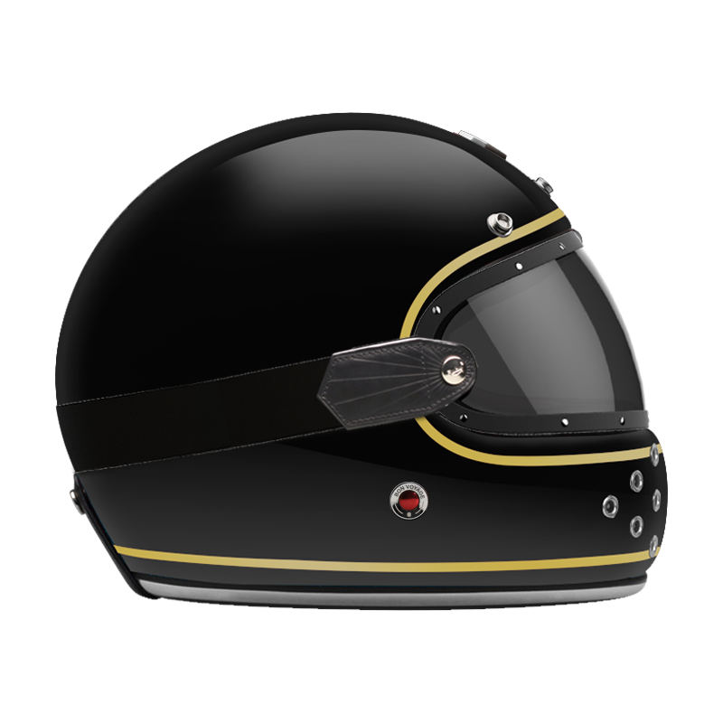 Full Face Retro Motorcycle Helmet - Cafe Racer - Shiny Gold