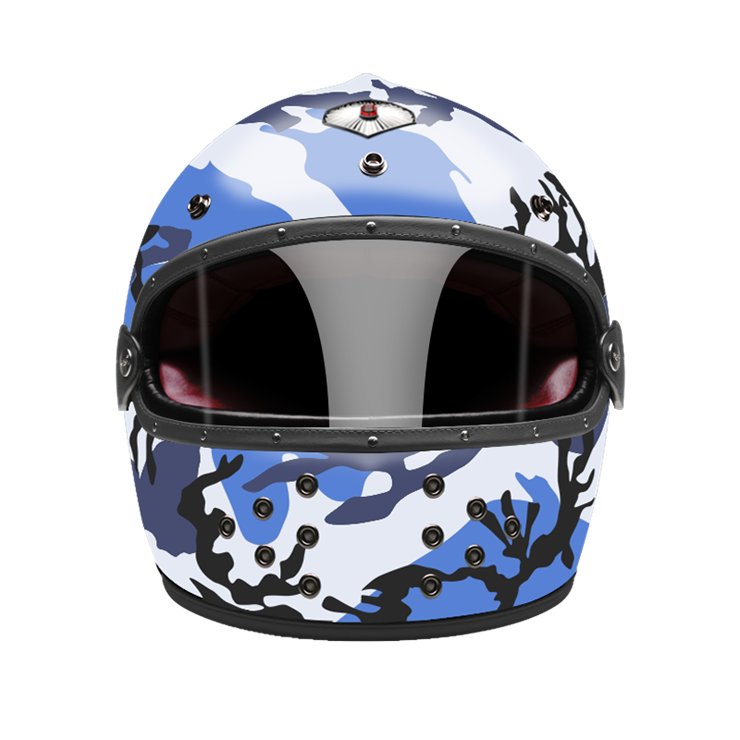 Full Face Camouflage Blue-helmet-front-dark smoke