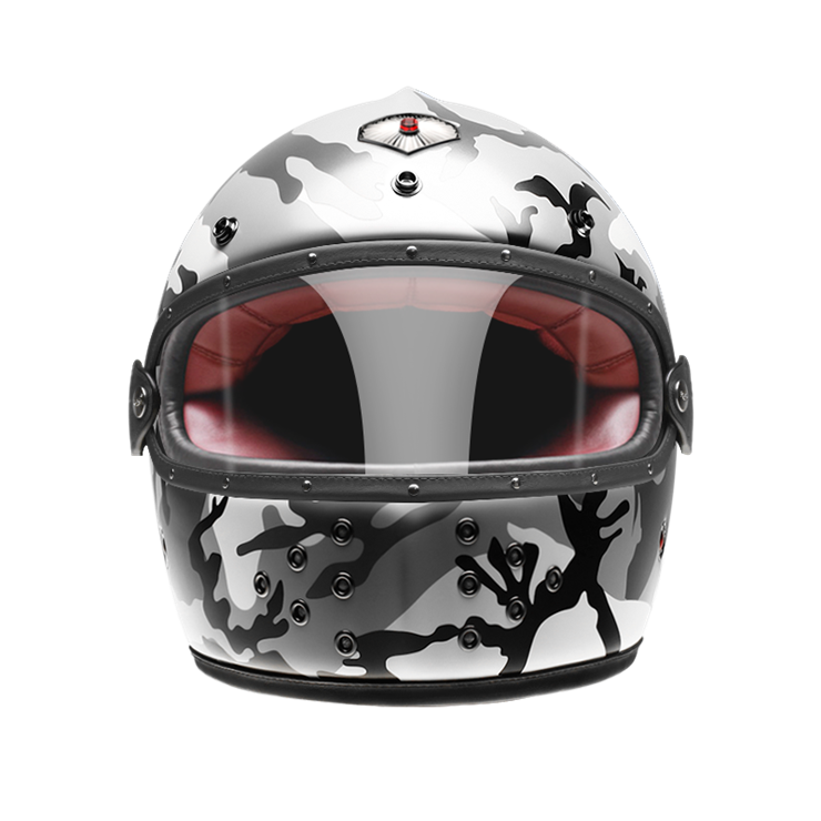 Full Face Camouflage Gray-helmet-front-clear smoke