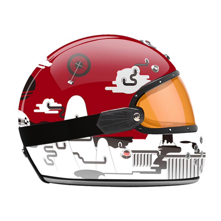 Full Face Ruelles de Paris-helmet-side-orange