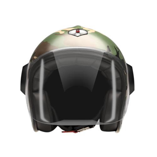 Jet Camouflage Green-helmet-front-clear smoke