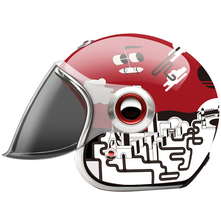 Side View of Ruby Jet Ruelles de Paris Helmet