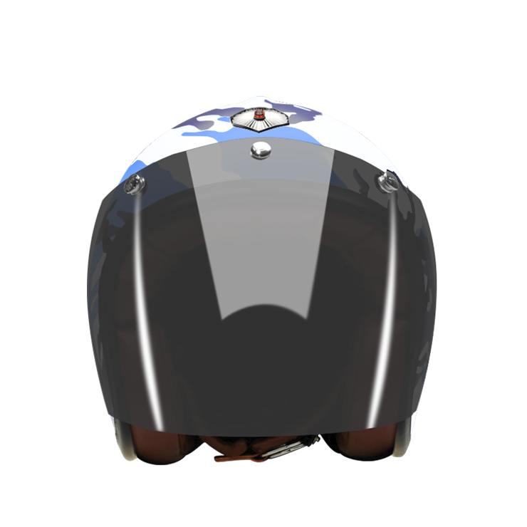 Open Face Camouflage Blue-helmet-front-dark smoke