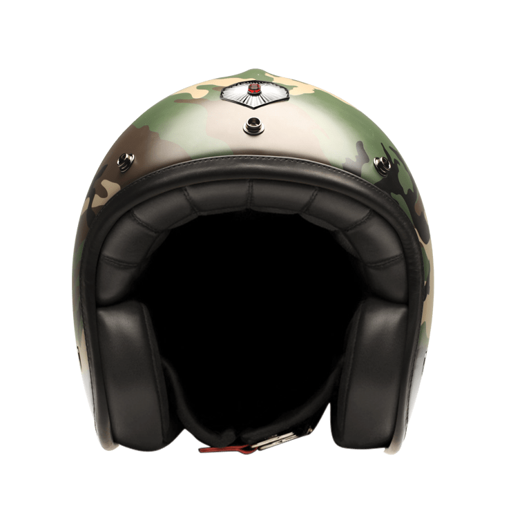 Open Face Camouflage Green Front Of Ruby Helmet