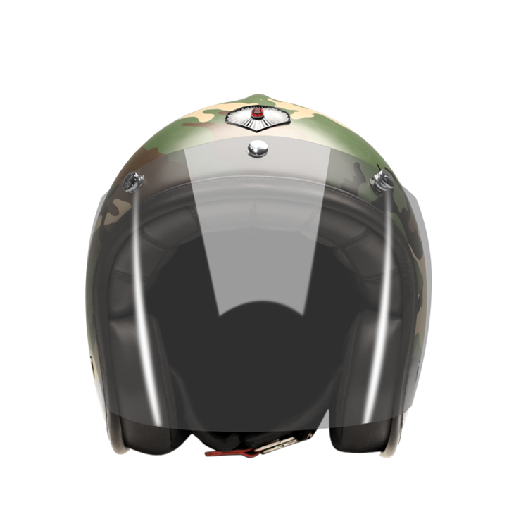 Open Face Camouflage Green-helmet-front-Light smoke