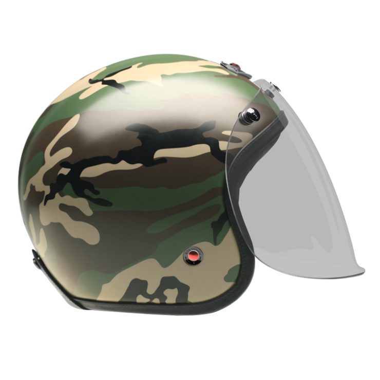 Open Face Camouflage Green-helmet-side-Light smoke