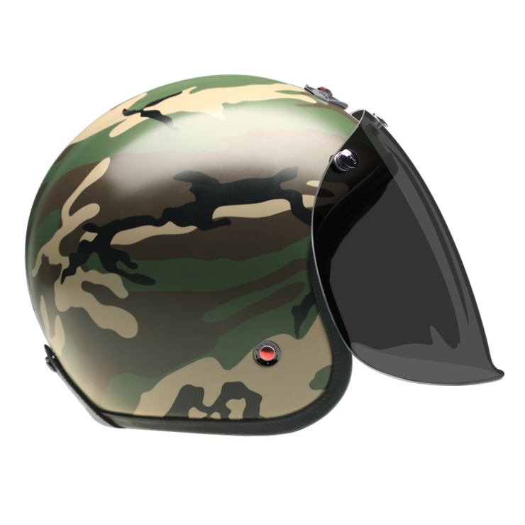 Open Face Camouflage Green-helmet-side-dark smoke