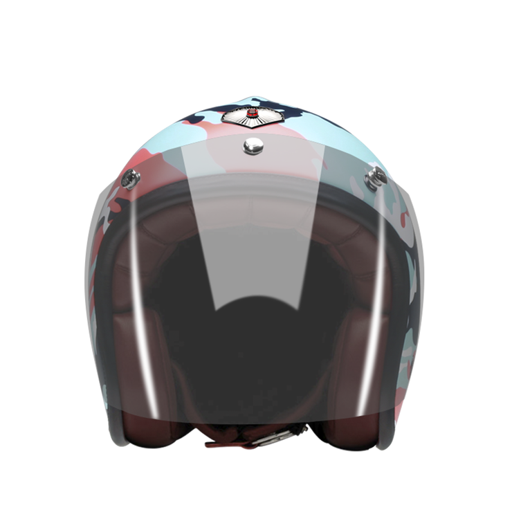 Open Face Camouflage Orange-helmet-front-Light smoke