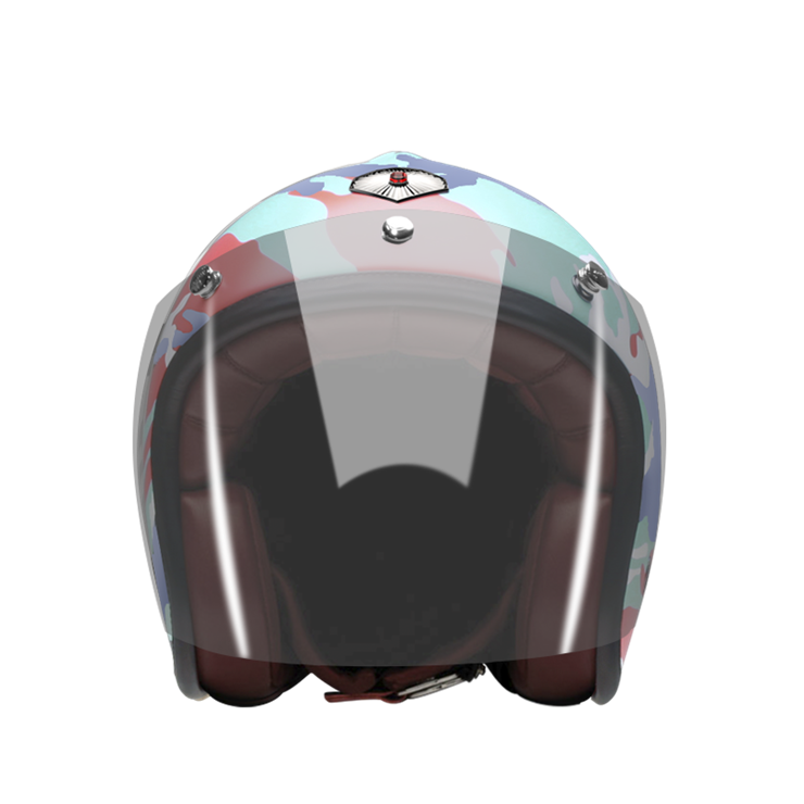 Open Face Camouflage Red-helmet-front-Light smoke