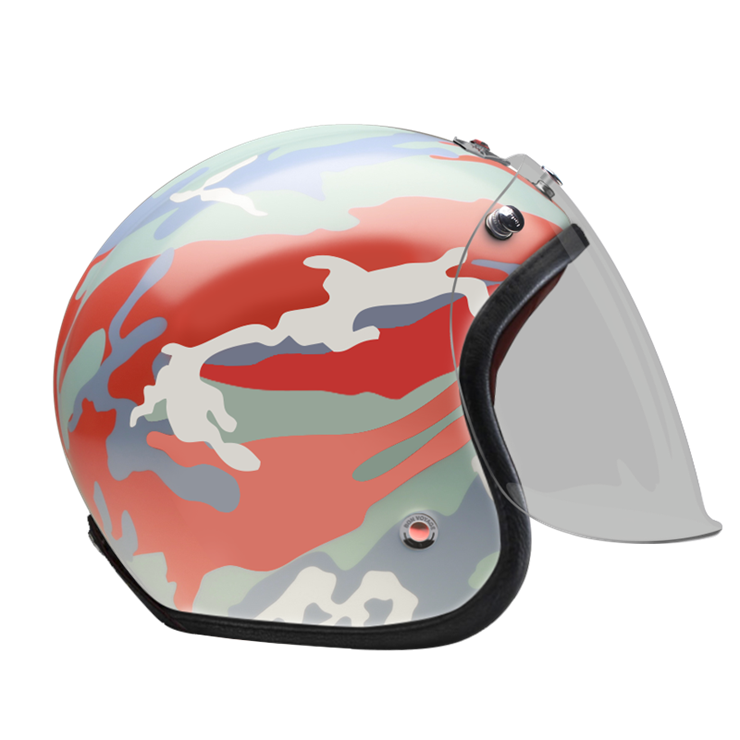 Open Face Camouflage Red-helmet-side-Light smoke