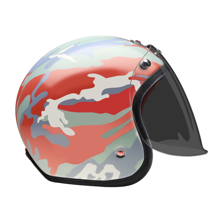 Open Face Camouflage Red-helmet-side-dark smoke