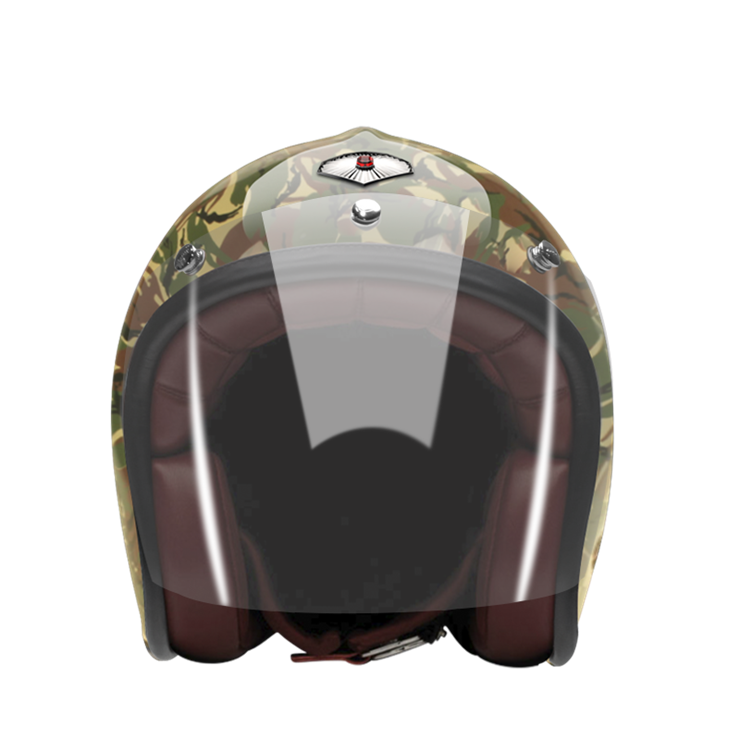Open Face Camouflage Thai-helmet-front-clear smoke
